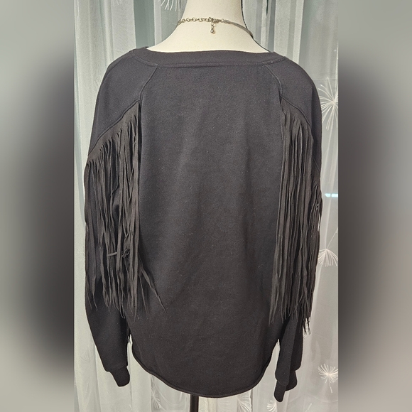 BLK DNM Womens Fringe Sweatshirt - Picture 7 of 12